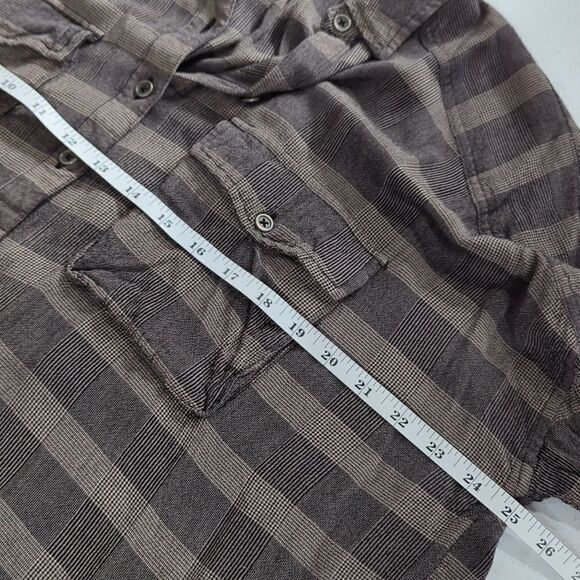 Free People Top Womens XS Gray Striped Button Front Relaxed Blouse - Picture 9 of 10